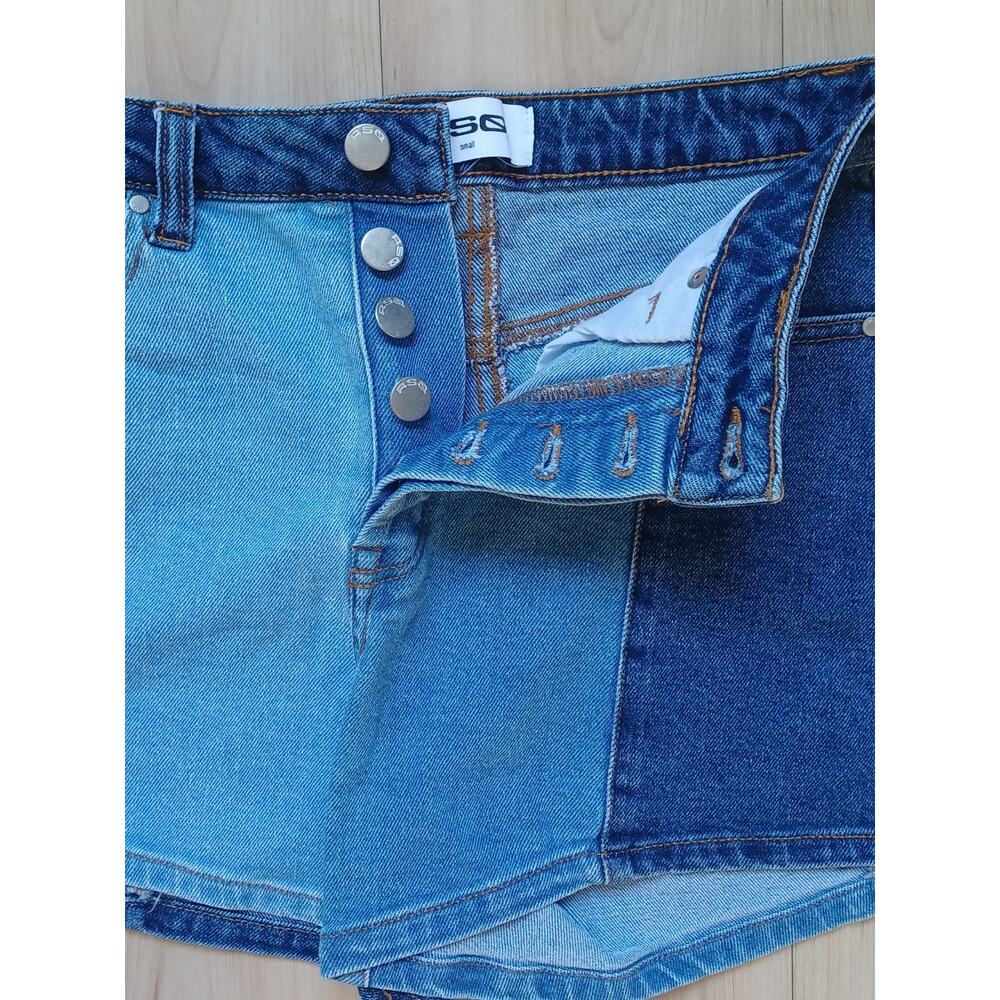 RSQ Pieced Patchwork High Rise Button-Fly Denim Shorts S EUC - Picture 6 of 9
